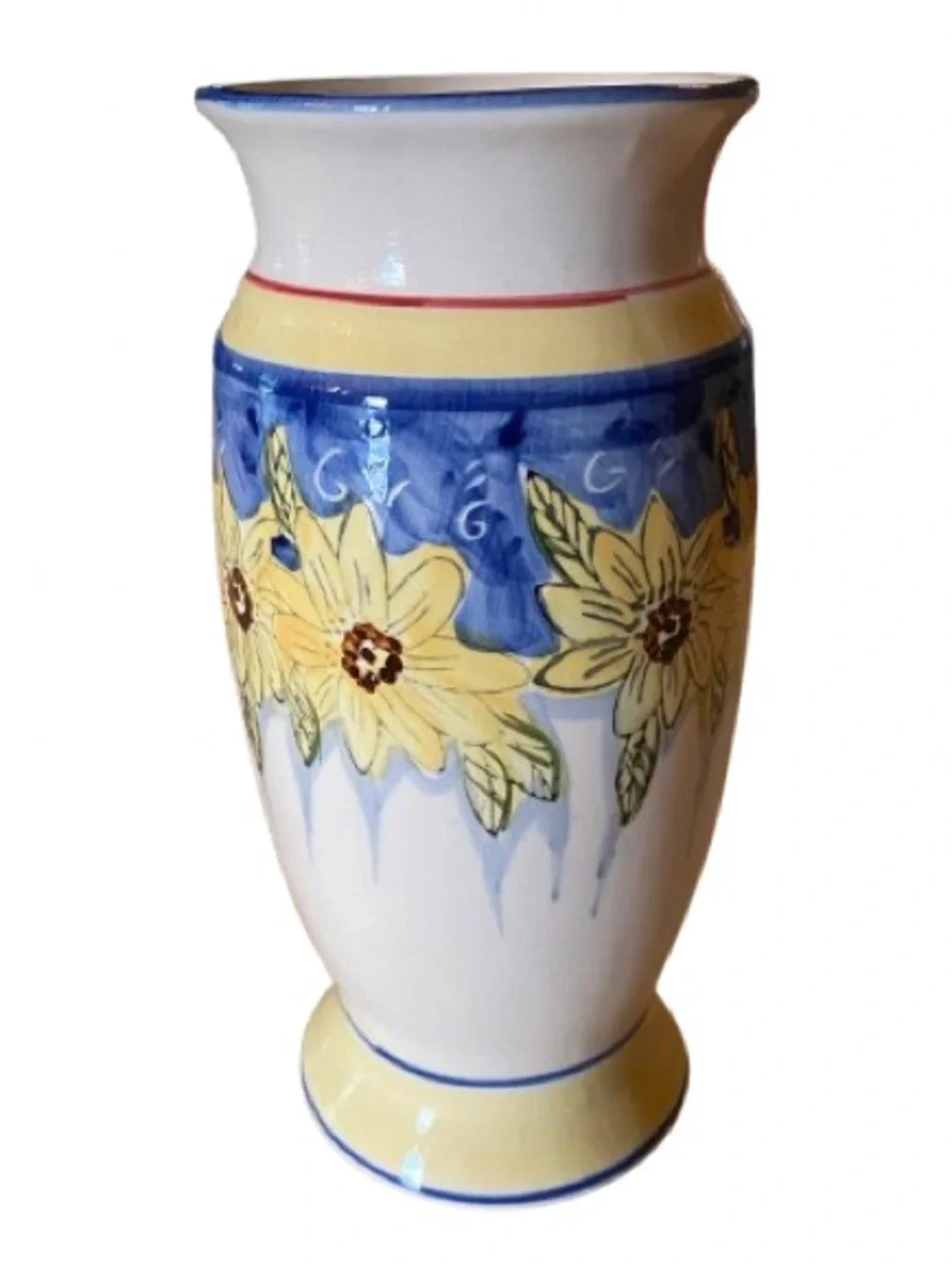 Vintage SAP Trading Inc. Hand-Painted Sunflower Ceramic Vase 7.5” Made in China